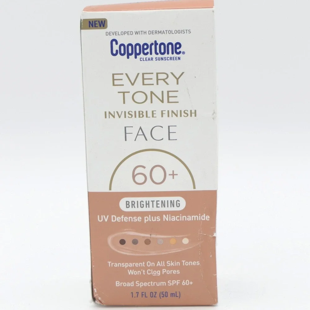 Coppertone Every Tone Invisible Finish Face SPF 60+ Sunscreen Brightening 02/27